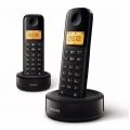 Philips D160 DUO Schnurloses Telefon - 4,1-cm-Display - schwarz - Plug-and-Play - Lautstärkeregler - Nummererkennung - optimiert