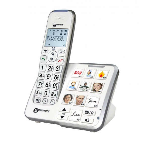 Geemarc AmpliDECT 295 PHOTO Großtastentelefon mit 10 Direktwahl-Fototasten und optischer Anrufanzeige an der Basisstation, integ