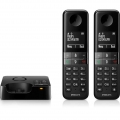 Philips - D4752B DECT-Telefon, Strahlungsarmes Schnurlostelefon mit Anrufbeantworter, 2 Mobilteile, 4,6-cm-Display, Freisprechfu