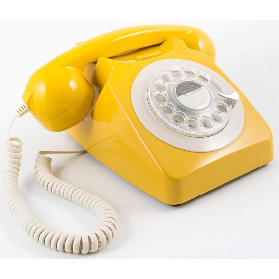 GPO 746 Rotary 1970s retro style landline telephone - curly cord, authentic bell ring