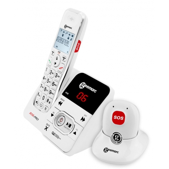 Geemarc AmpliDECT 295 SOS PRO schnurloses Großtastentelefon 30 dB mit mobiler Freisprecheinrichtung (+Anrufbeantworter) - Deutsc