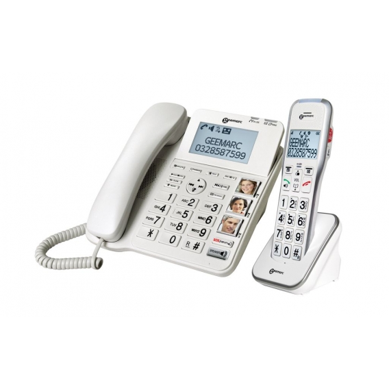 Geemarc AMPLIDECT COMBI 595 Combo 50 dB Seniorentelefon schnurgebunden (+Anrufbeantworter)  und 1 Zusatz-Dect-Telefone - Deutsch