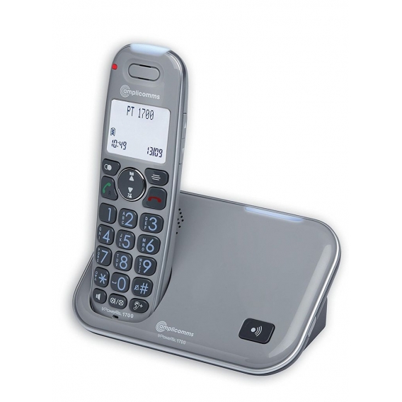 Amplicom PowerTel 1700, DECT-Telefon, Kabelloses Mobilteil, 100 Eintragungen, Anrufer-Identifikation, Grau