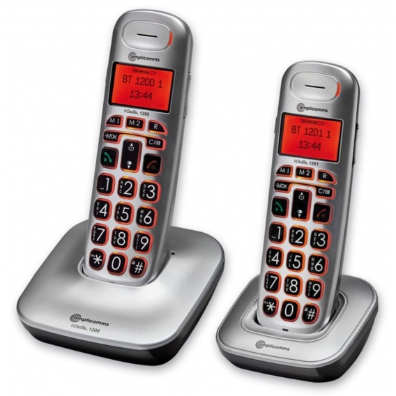 amplicomms BigTel 1202, Schnurloses Grou00dftastentelefon mit zusu00e4tzlichem Mobilteil, Hu00f6rgeru00e4tkompatibel - Plug-Type