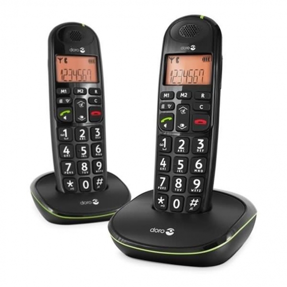 Doro Phone EASY 100W DUO Strahlungsarmes Schnurlostelefon, Rufnummernanzeige, 10h Sprechzeit, 4 Tage Standby, Freisprechfunktion