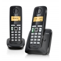 Gigaset A220 Duo, DECT-Telefon, Freisprecheinrichtung, 80 Eintragungen, Anrufer-Identifikation, Schwarz