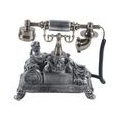 Retro Antik Festnetztelefon Harz Vintage Haustelefon Nostalgisches Tischtelefon Schnurgebundenes mit Wählscheibe Dekoration (Sil