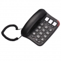 Schwarzes schnurgebundenes Telefon mit grossem Knopf Schreibtisch Festnetztelefon an der Wand montierbare Telefonunterstuetzung 