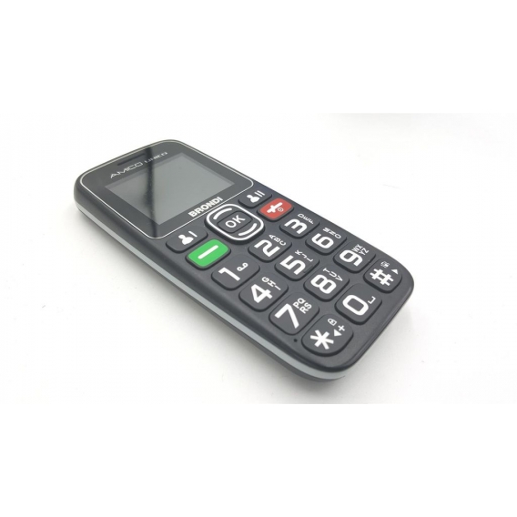 Brondi Amico Unique, GSM-Mobiltelefon für alte Leute mit großen Tasten, Taste SOS und Remote-Funktion, Dual-SIM, laut, Schwarz (