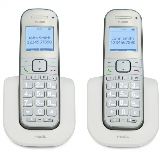 Fysic FX-9000 DUO - DECT-Telefon für Senioren mit große Tasten und 2 Mobilteilen, weiß