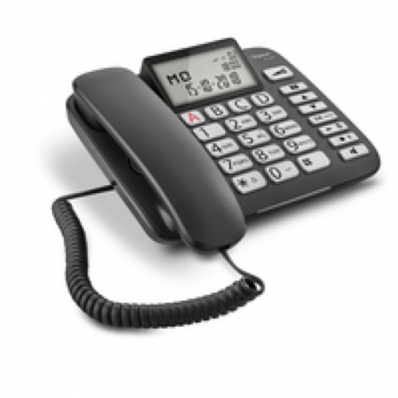 Gigaset DL580 Landline Phone, Large Display, Large Ergonomic Keys, Call Display Via LED, Black [Italy]