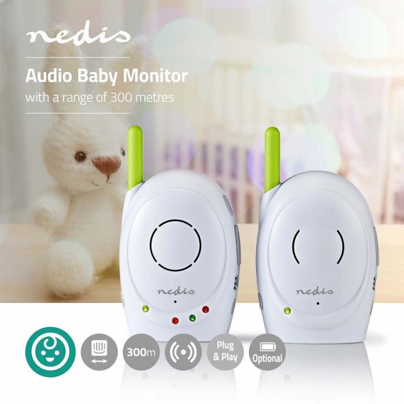 Nedis BAMO110AUWT Audio-Babyphone, 2,4 GHz, Antwortfunktion