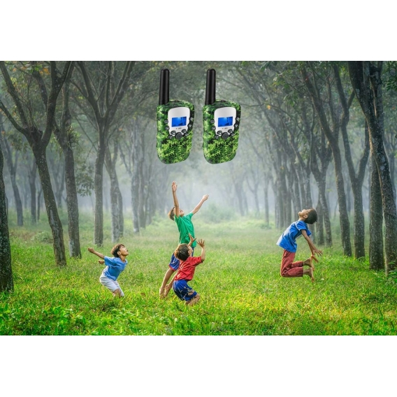 Walkie Talkie Kinder Funkgerät - Mit LCD Dispplay VOX Taschenlampe Walky Talky 3Km Long Range Woki Toki für Jungs (T388 Tarnung 