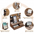 Yorbay Telefon Docking Station Holz, Geschenk für Männer Ehemann Freund, Schreibtisch Organizer für Uhren Handy Tablet Brillen S