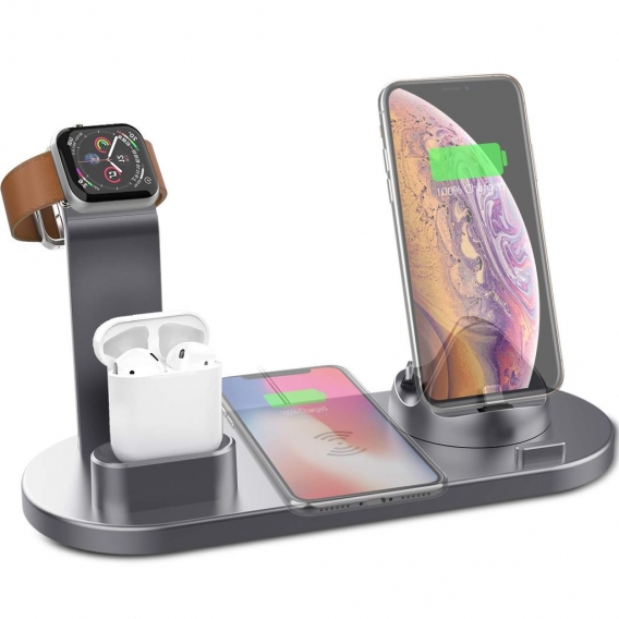 3 in 1 Ladestation Kompatibel mit Apple Watch Series 4/3/2/1, Aluminum Ständer für Apple Watch iPhone Airpods, Docking Station f