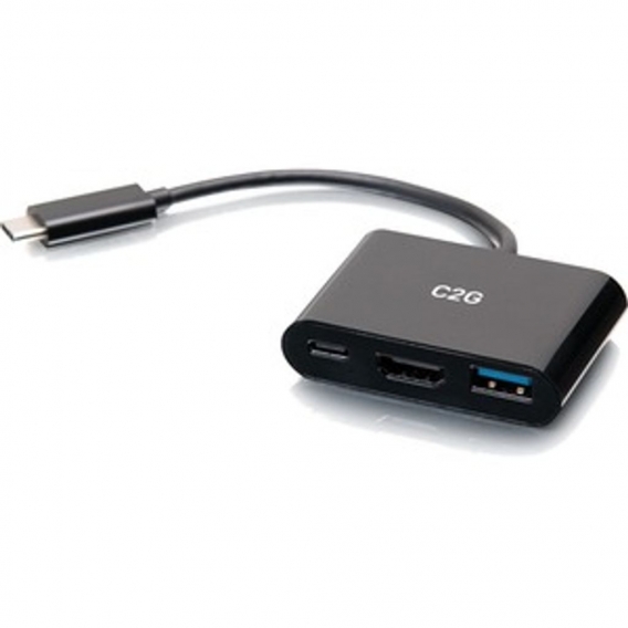 C2G USB-C 3-in-1 Mini-Dock mit HDMI, USB-A und USB-C Power Delivery bis zu 60 W - 4K 30 Hz, Verkabelt, USB 3.2 Gen 1 (3.1 Gen 1)