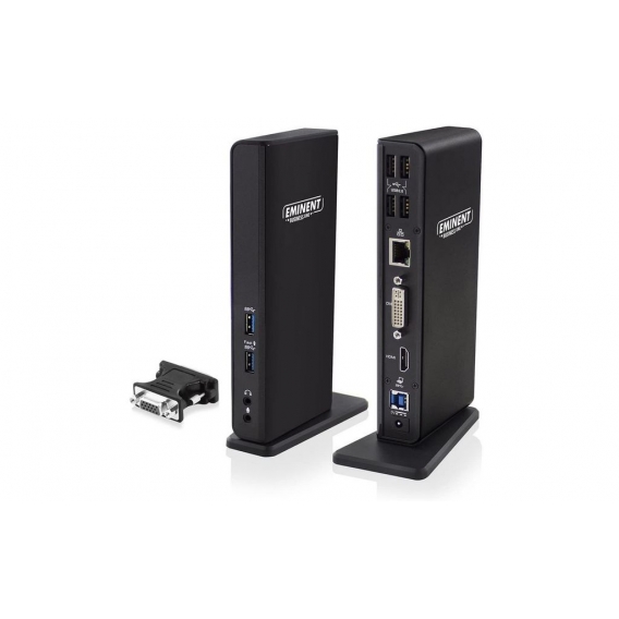 Eminent EM1500, Verkabelt, USB 3.2 Gen 1 (3.1 Gen 1) Type-A, 3,5 mm, USB Typ-A, USB Typ-B, 10,100,1000 Mbit/s, Schwarz