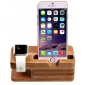 Apple Watch Stand, Bambusholz Ladeständer Halterung Dockingstation Cradle Holder für iPhone X 8 7 6 Plus 5 5c und Apple Watch (H