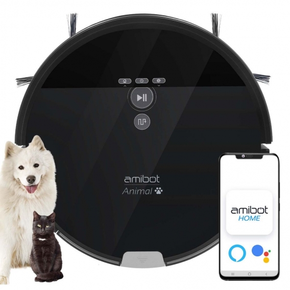 AMIBOT Animal XL H2O Connect - Saugroboter und Bodenreinigungs (APP IOS & Android, hybrider roboter, 200 m², 100 minuten, 750 ml