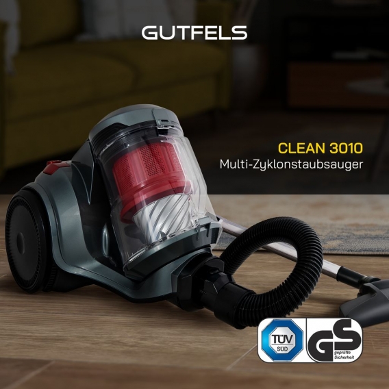 GUTFELS CLEAN 3010 Staubsauger | Multi-Zyklon Technologie | 850 Watt | Silber