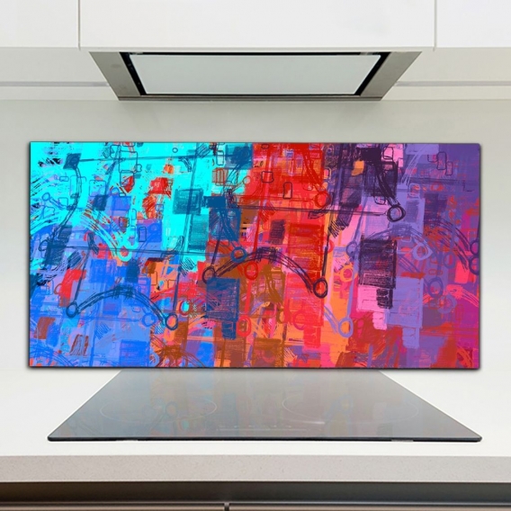 Coloray Spritzschutz aus Glas 120x60  Wandkunst Küchenrückwand Moderne Kunst Künstlerische Bürste