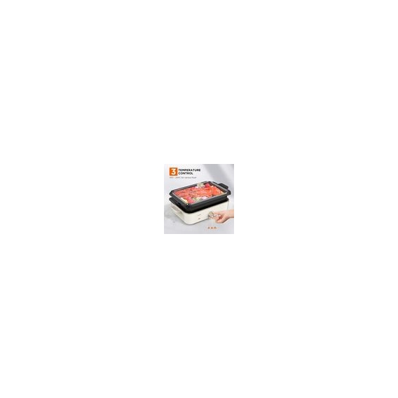 CalmDo 2-in-1 Grills & Elektrische Pfanne – Multifunktionaler Kochtopf, 1400 W Bratpfanne, Grillpfanne mit Antihaftbeschichtung,