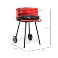 Outsunny Holzkohlegrill Rundgrill Standgrill auf Rollen mit Ablage Rost BBQ Metall Rot L70 x B51 x H75,5cm