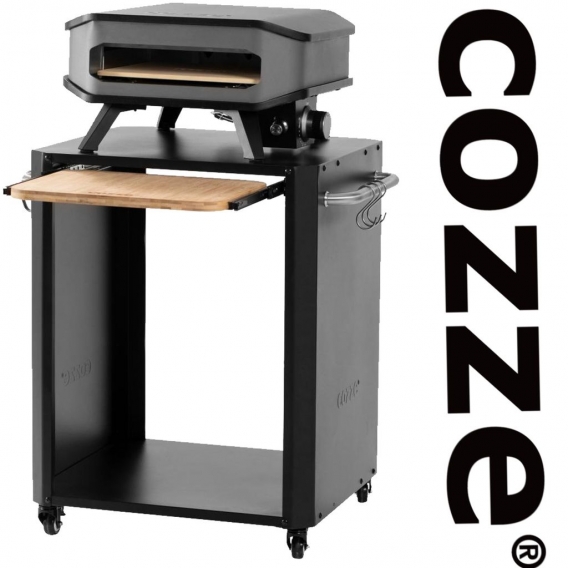 COZZE® Pizza-Gas-Ofen mit Standrack Profi bis 400° Grad mit 34x34 cm Pizzastein - tragbarer Pizzaofen Steinofen-Pizza Für Terras