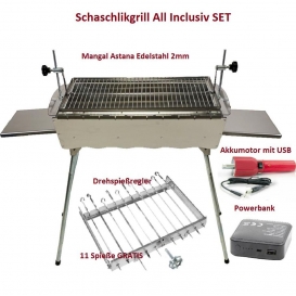 More about Mangal Edelstahl 2 mm Schaschlickgrill Set mit automatischen Spießdreher