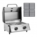 TAINO COMPACT 2.0S Tischgrill Set mit Gusseisen-Rost Camping-Grill Gas-Grill BBQ Edelstahl