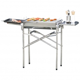 More about Outsunny Holzkohlegrill Grill BBQ Standgrill Holzkohle Kohlegrill Gartengrill, Edelstahl, Silber, 104 x 30 x 68 cm