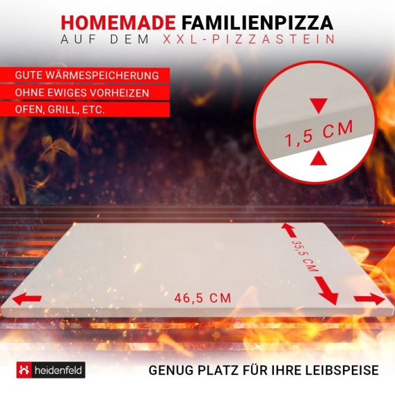 Heidenfeld Pizzastein »Pizzastein 46,5 x 35,5 x 1,5 cm«, Cordierit