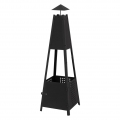 ML-Design Pyramiden Gartenkamin mit Schornstein aus Metall in Schwarz 100 cm hoch, Wetterfester Outdoor Terrassenofen/Terrassenk