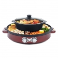 2 in 1 Elektrische Hotpot 2200 W Backform Elektrischer rauchfreier Grill und Hot Pot BBQ  Mandarinen-Ententop