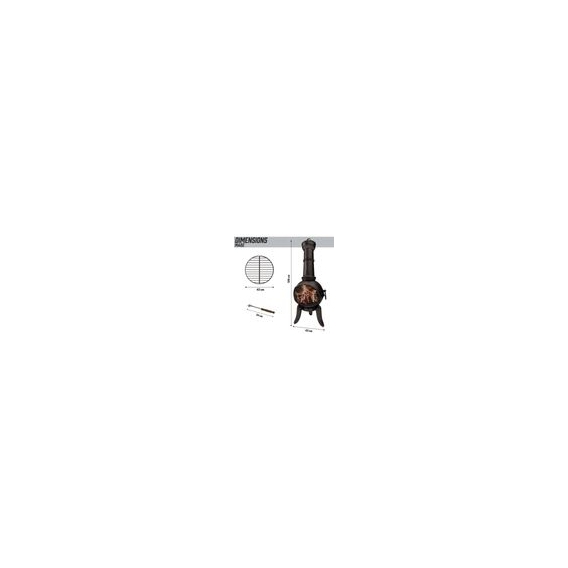 Jago® Terrassenofen mit Funkenfluggitter - aus Gußeisen im klassischen Design, 108cm hoch, inklusive Schürhaken, Funkenschutz - 