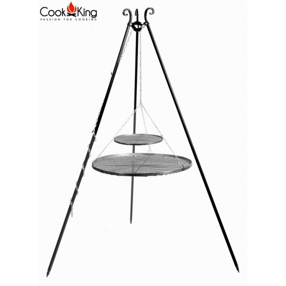 Cook King Schwenkgrill 180 cm - Doppelrost aus Rohstahl 70 cm + 40 cm