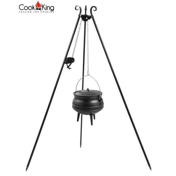 Cook King Dreibein 180 cm mit Afrikanischer Gusseisenkessel 9 l + Kurbel