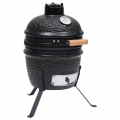 Neues® 2-in-1 Kamado-Grill Smoker Keramik,Keramikgrill Smoker BBQ ,für Garten / Balkon 56 cm Schwarz