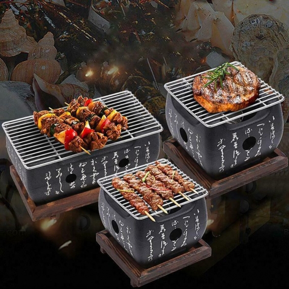 Aluminiumlegierung Kochen Tischplatte anthrazit Mini BBQ Grill Japanische Tragbar Holzkohlegrills 24*12.5CM