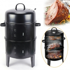 More about BBQ Holzkohlegrill 3 in1 Räuchergrill Grilltonne Smoker mit Thermometer 84cm für Camping Party