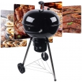 BBQ Standgrill Holzkohlegrill   Holzkohle  Grill mit Thermometer Tragbar   Klappgrill  Tischgrill Barbecue Camping 47cm  abnehmb