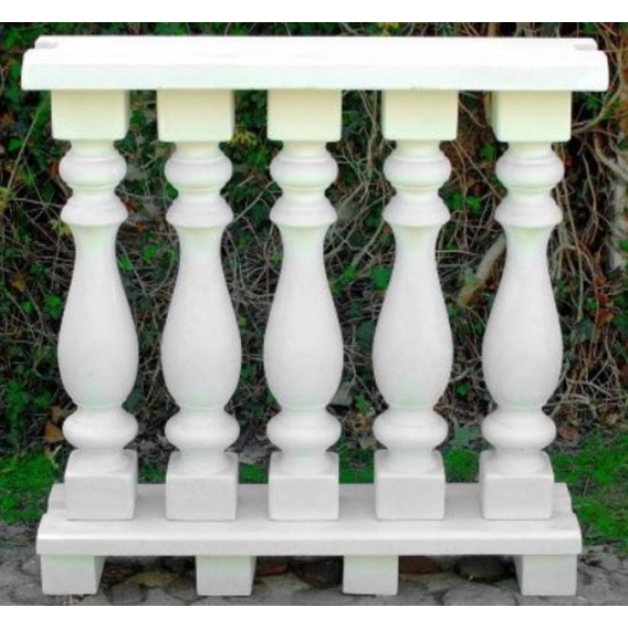 Casa Padrino Jugendstil Balustrade Weiß 100 x 25 x H. 101 cm - Massives Stein Geländer aus feinstem Beton - Garten & Terrassen B