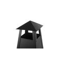 Feuerstelle Schwarz aus Stahl mit verchromten Gitterrost Kamin in rustikaler Optik