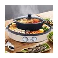 Elektrisch Hot Pot Tischgrill BBQ Grillplatte 2 in 1 Barbecue Grill Haushalts Hot Pot Gold Grillpfanne für 5-8 Personen Familien