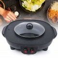 2In1 Elektrischer Rauchloser Grillofen Hot Pot BBQ Ofen Rauchfreie Antihaft Grillpfanne Elektrische Pfannen Tischgrill Grillmasc