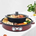 2200W Multifunktionale Topf Mandarinen-Ententopf Grillpfanne & hot Pot Multikocher Rauchfreier  Rot