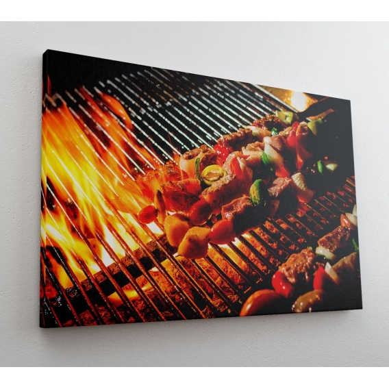 DesFoli Grill BBQ Barbecue Kohlegrill Leinwand Canvas-Bild L2562 : 150 cm x 100 cm