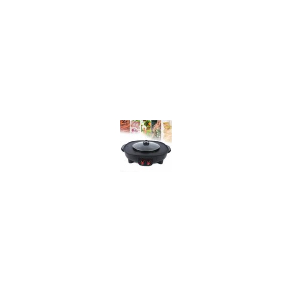 2 in 1 Elektro Grillpfanne + Hot Pot，Multifunktionstopf Rauchfreier Hotpot Grill Kochtopf 42cm 2100W 220V