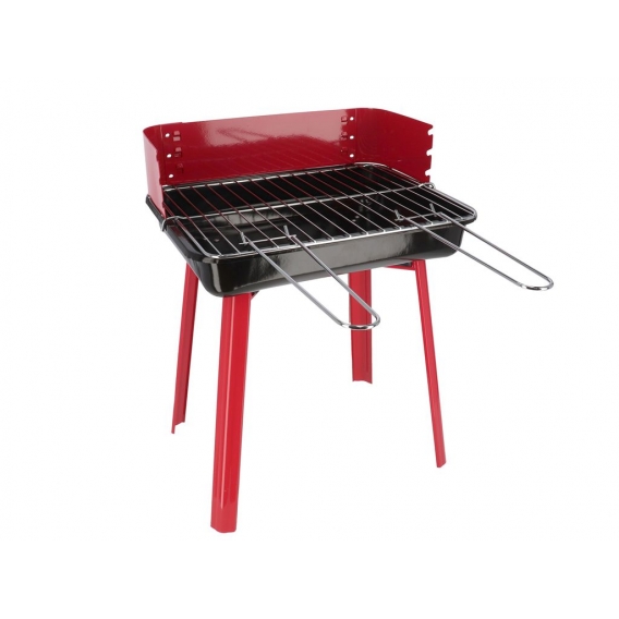 Rechteckiger Barbecue - BBQ - Holzkohlegrill - Grill - Rot - Schwarz - Metall - 35x28x44.5cm
