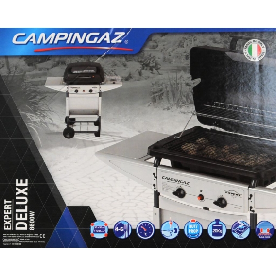 Campingaz Expert Deluxe Lavasteingrill aus Stahl mit Gasgrill Grill